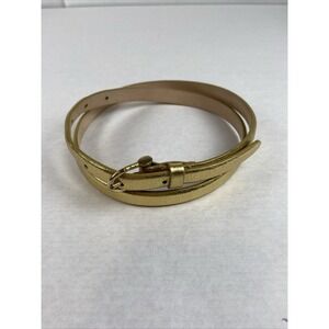 J.Crew Skinny Gold Metallic 100% Leather Belt Size Med